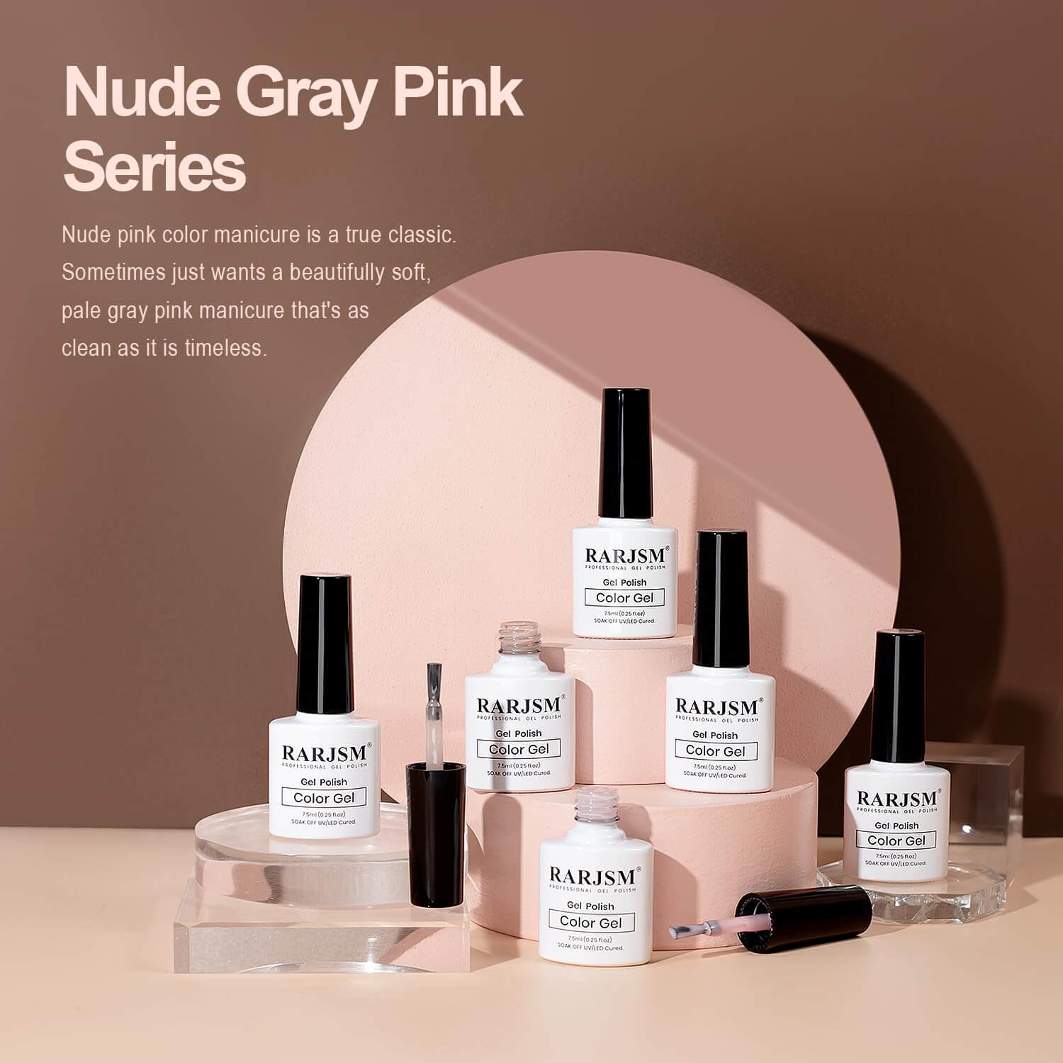 RARJSM ® 6 Colors Nude Gray Pink Gel Polish Set | 7.5ml 6pcs
