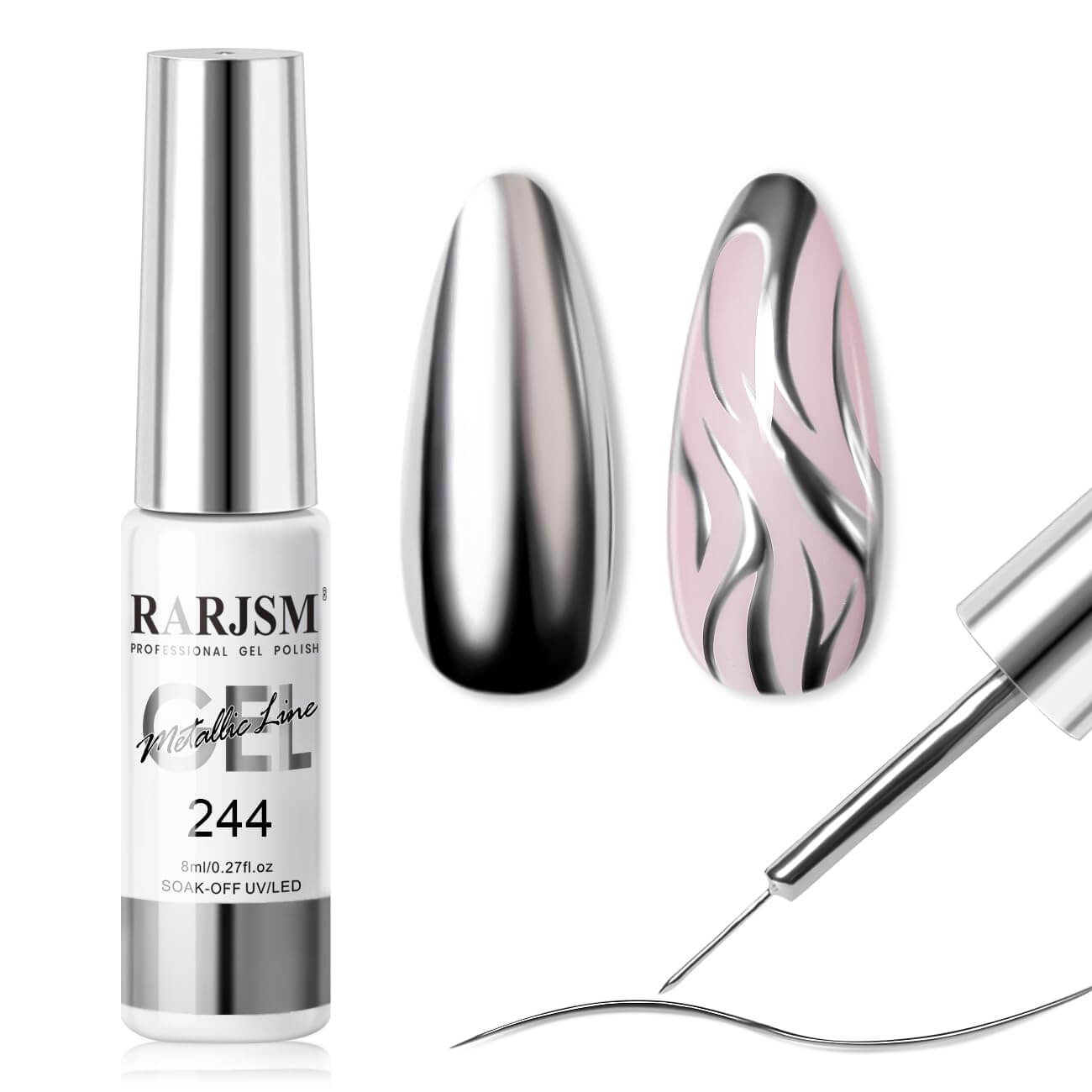 Rarjsm Metallic Silver Chrome Gel Liner Mirror Nail Polish $9.99
