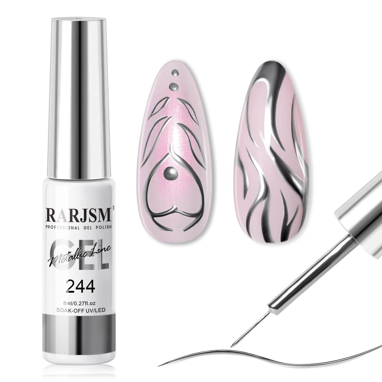 Rarjsm Metallic Silver Chrome Gel Liner Mirror Nail Polish $9.99