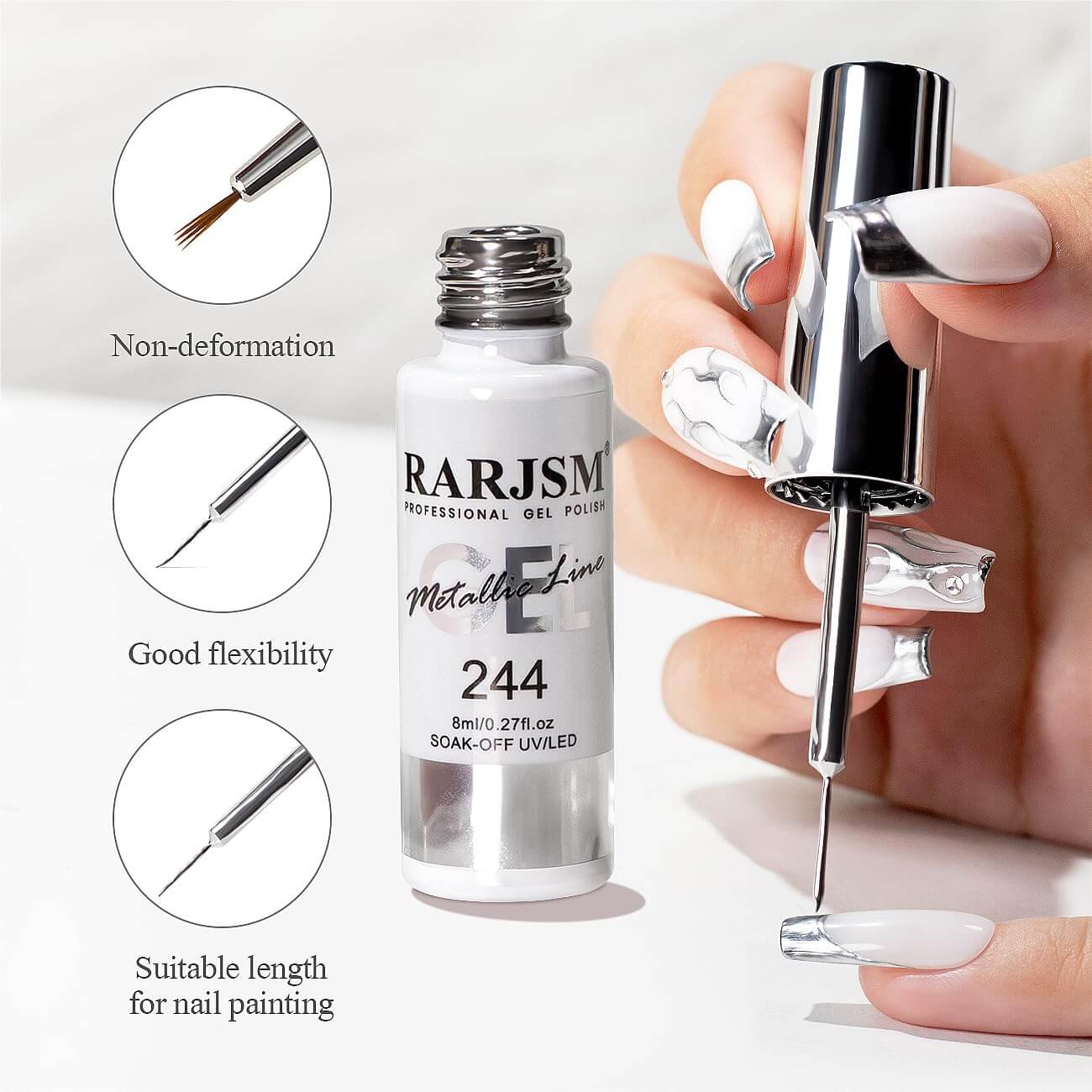 How to yse Metallic Silver Chrome Gel Liner Mirror Nail Polish 