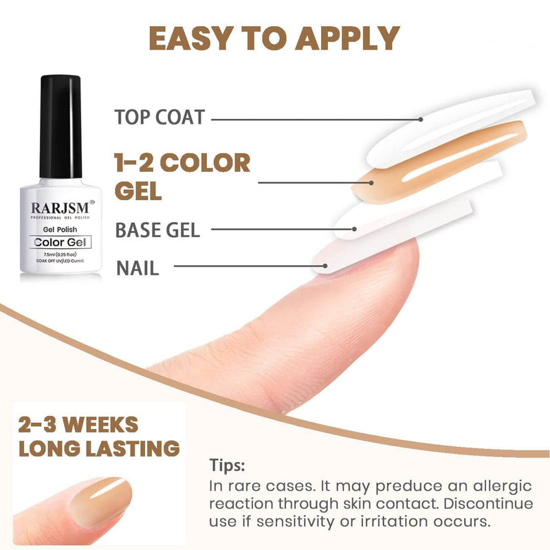 RARJSM ®Classic Color Gel Set | 6 Colors Caramel Macchiato Gel Polish Set | 7.5ml 6pcs