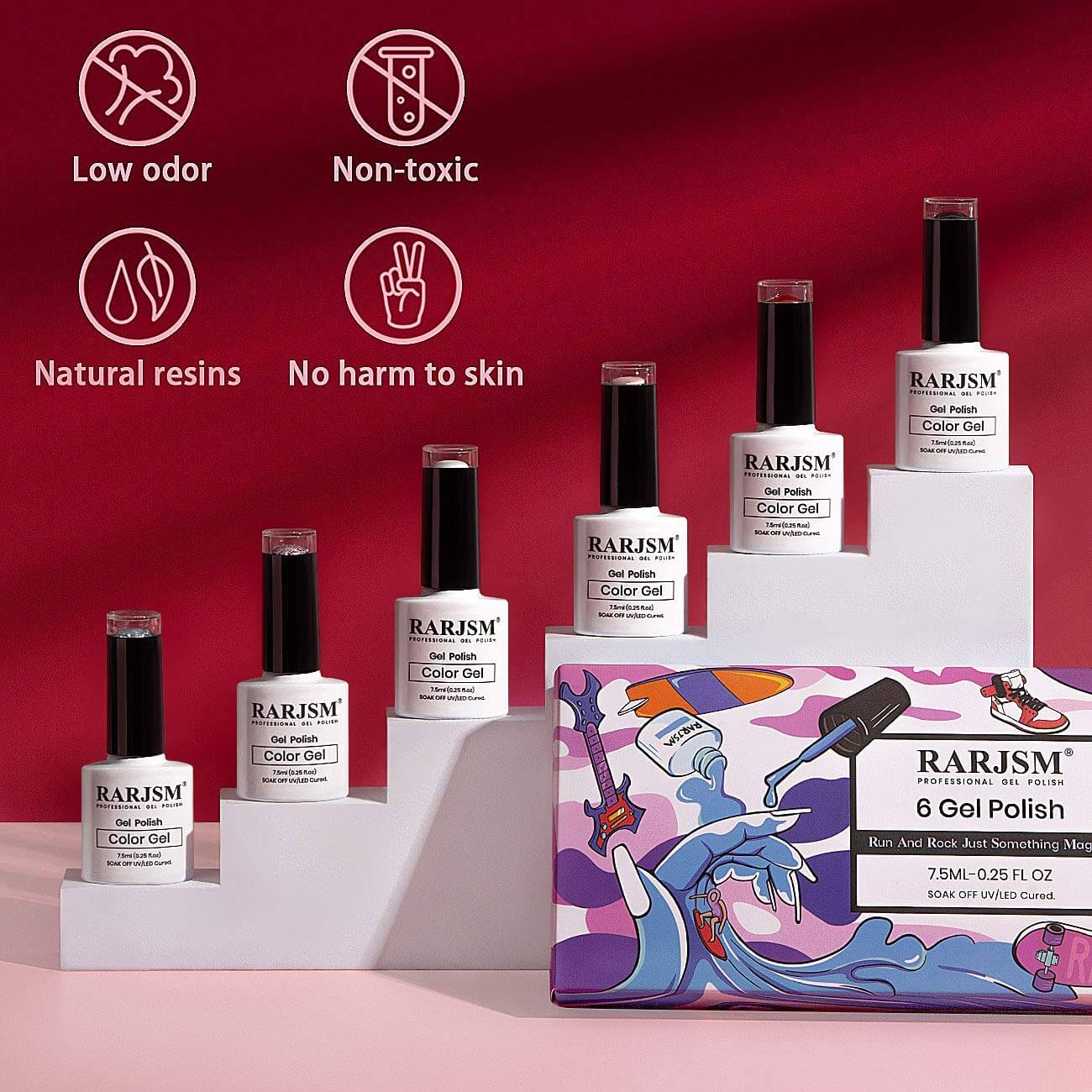 RARJSM ®Classic Color Gel Set |Classic 6 Colors Nail Polish Set | 7.5ml 6pcs