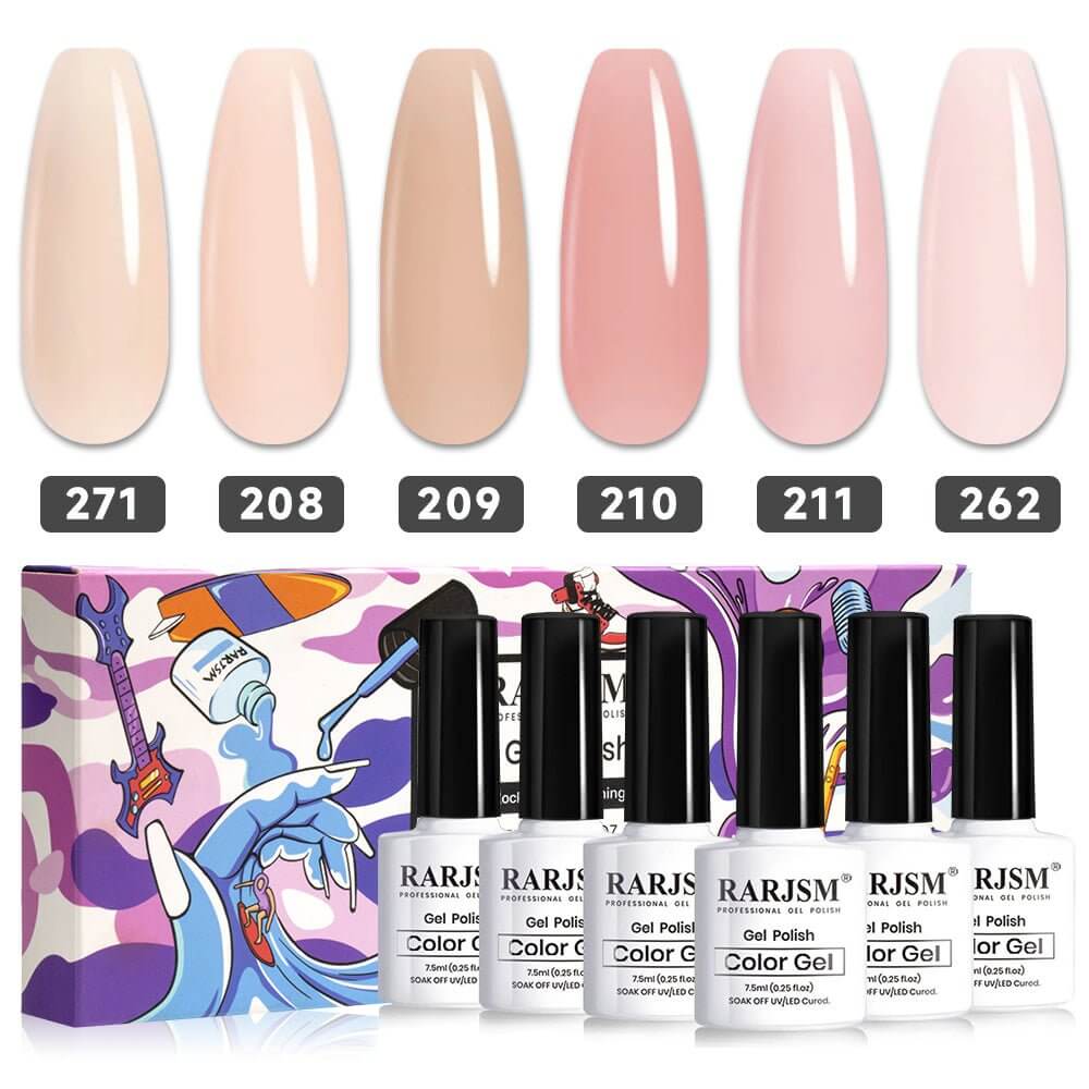 RARJSM ®Classic Color Gel Set |Icy Jelly Gel Nail Polish Set of 6 Translucent Colors|7.5 ml 6 PCS