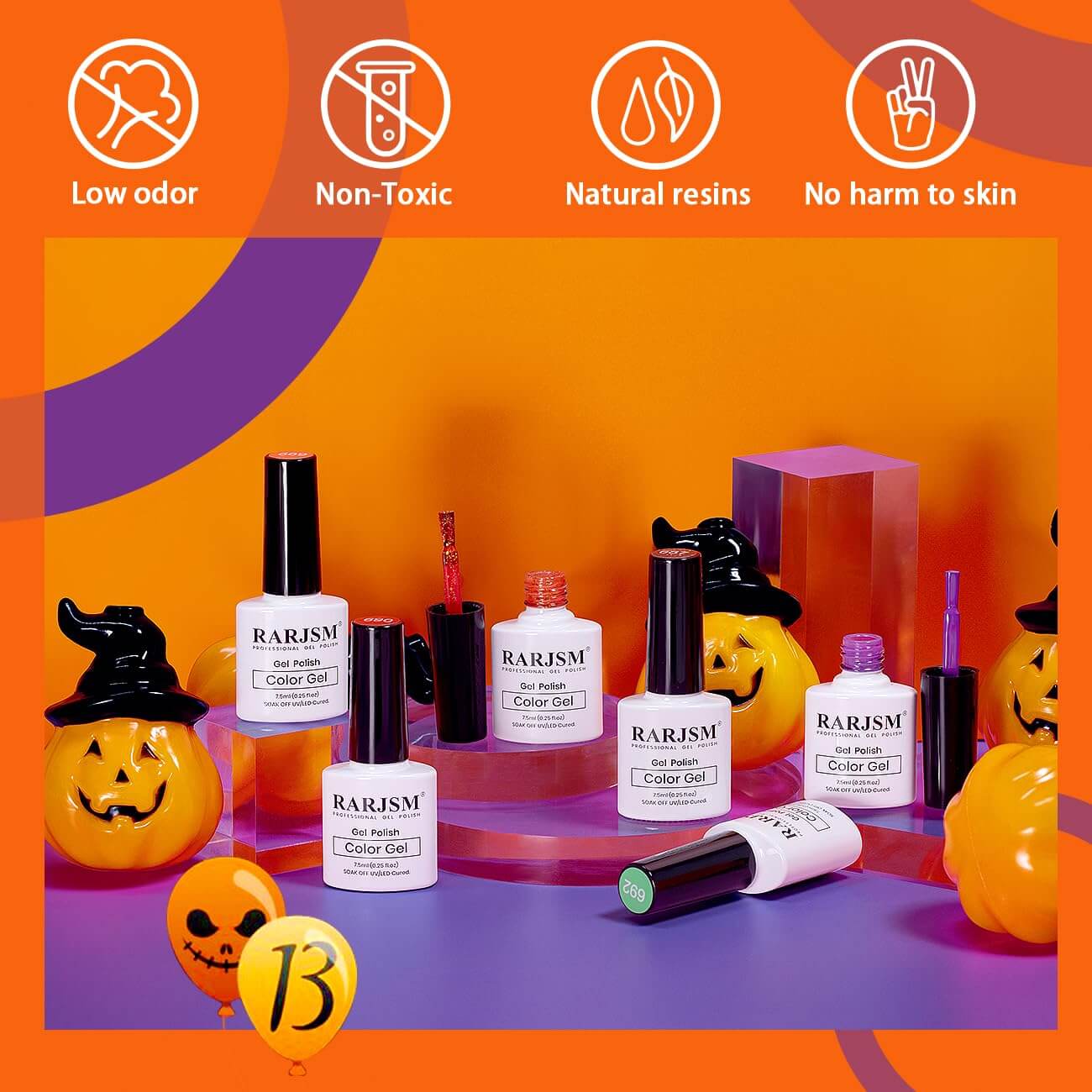 RARJSM ® Halloween Series Autumn Pumpkin 6 Shades Gel Nail Polish Set｜7.5ml 6pcs