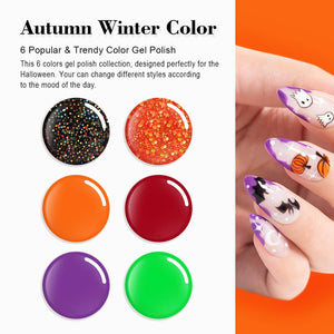 RARJSM ® Halloween Series Autumn Pumpkin 6 Shades Gel Nail Polish Set｜7.5ml 6pcs