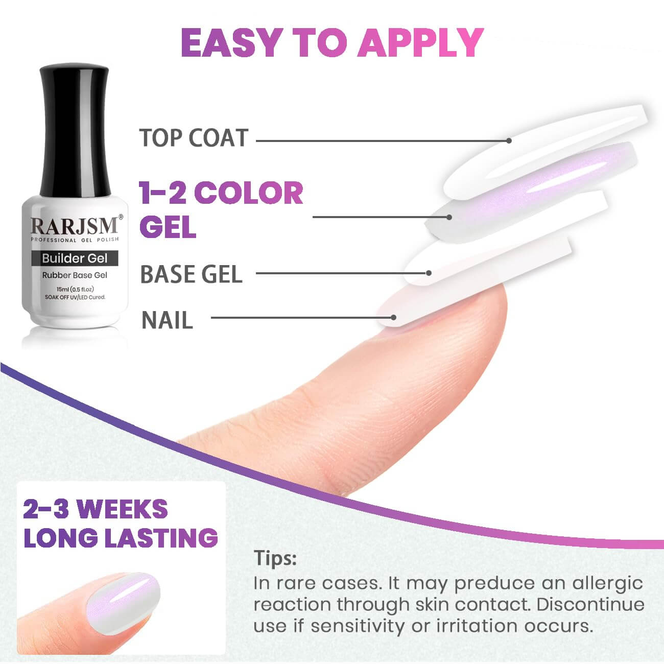 RARJSM ® Shell Thread Pearl White Purple 6 in 1 Builder Gel | 15ml