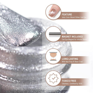 Jelly Cat Eye Gel Polish Fine Magnetic Shimmer Optical Effect