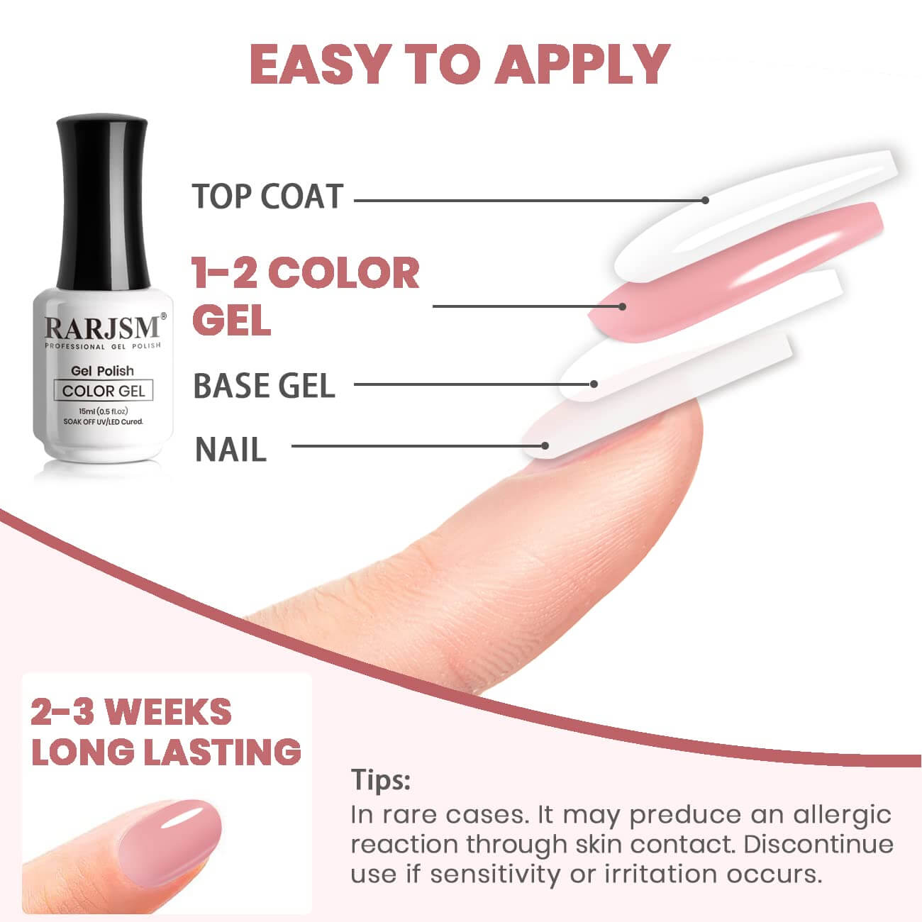 Rose Pink | RARJSM ®Classic Nude Pink Gel Nail Polish|15ml #482