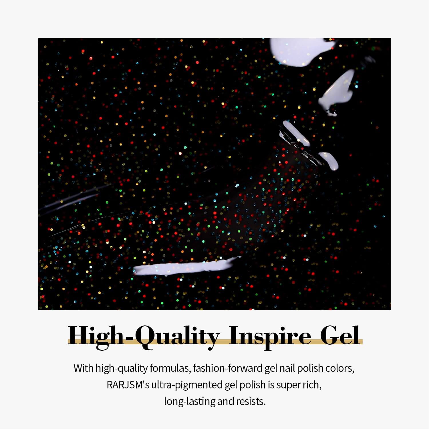 RARJSM ® Sparkly Black Diamond Glitter Gel Nail Polish 15ml #736