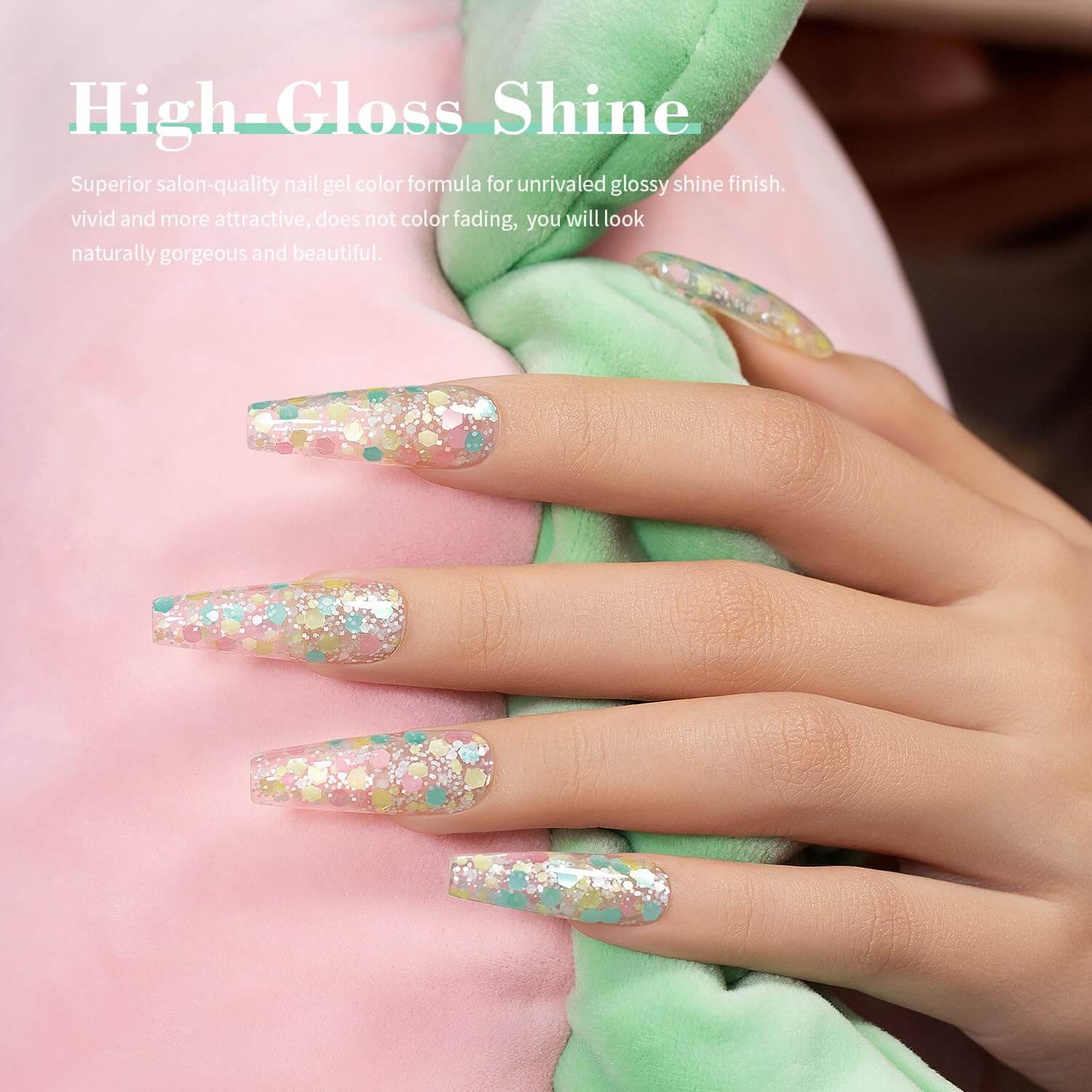 RARJSM ® Spring Colorful Big Flakes Diamond Glitter Gel Nail Polish