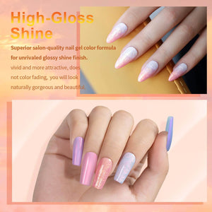 RARJSM ® Sunset Series Thread pearl gel nail polish 6 Colors Set
